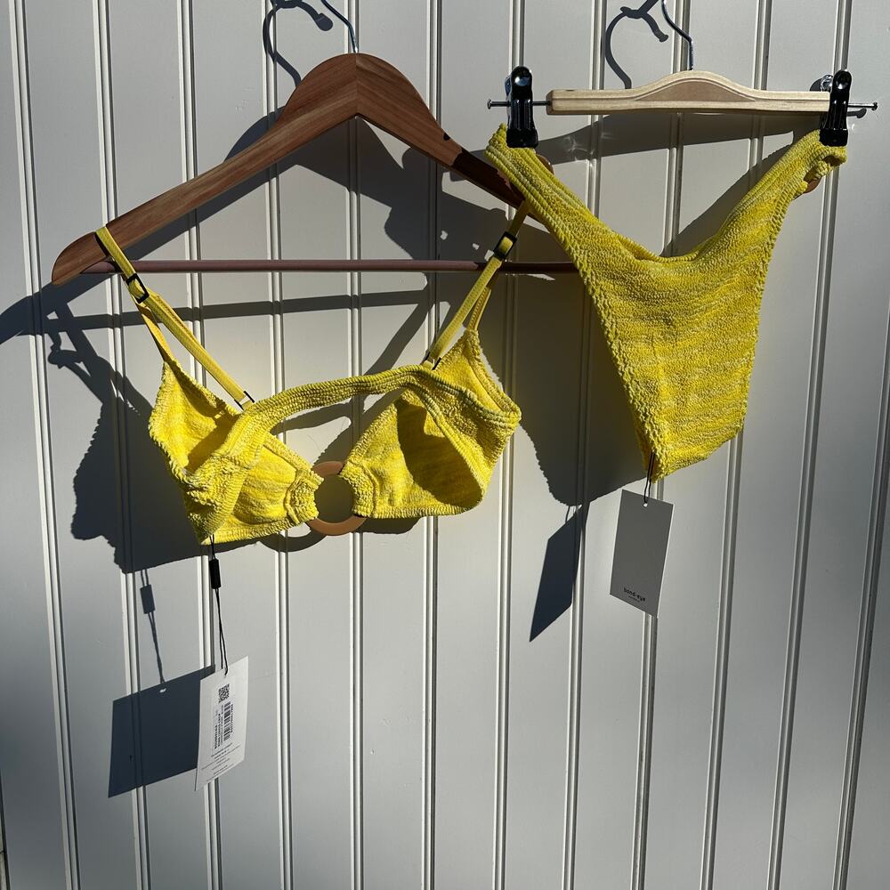 Bond Eye Australia Ring Lisso Bikini Top & Scene Brief Limoncello Yellow OS NWT - Picture 5 of 16